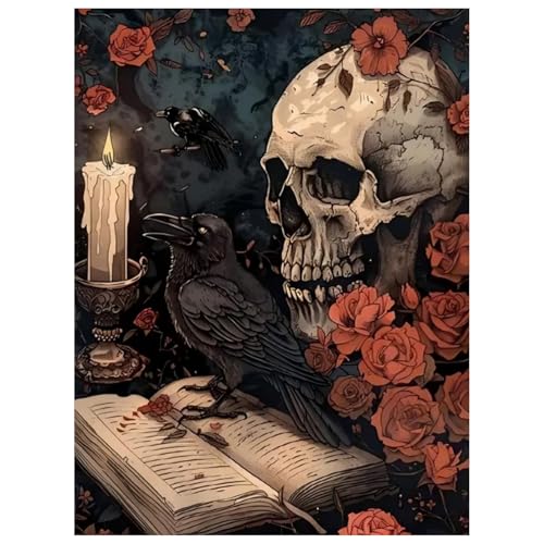 Halloween Skull Paint by Numbers Kit for Adults, 16x20 inch | DIY Painting Kits Crafts for Adults, Relieve Stress, Gift, Home Wall Decor - color: Skull