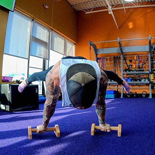 CALI SPORTS Calisthenics Wood Parallettes Bars | Push Up Bar That Will Not Slip or Wobble | Wrist Wraps Included