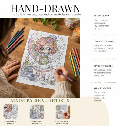 Cute Spooky Kawaii Coloring Book for Adults | Bold and Easy, Top Spiral Bound, 24 Images, Color Test Sheet, Mini Cozy Coloring Book and Pencil Sharpener Included, 8.5" x11"