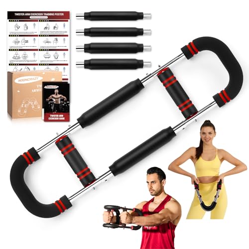 Twister Arm Trainer, 30-120 lbs Adjustable Chest Workout Equipment | 4 Spring & Poster for Men & Women, Detachable Power Twister Home Fitness Equipment for Enhancing Upper Body Muscle - color: Crimson
