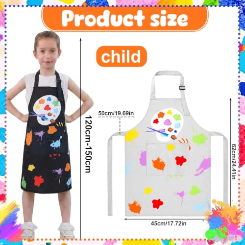 2 Pack Kids Apron, Cute Cooking Aprons, Waterproof Art Apron with Pockets, Toddler Painting Artist Apron Adjustable - color: Graffiti Art Palette, size: 45*62cm