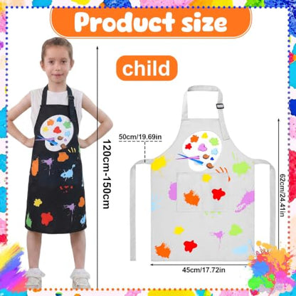 2 Pack Kids Apron, Cute Cooking Aprons, Waterproof Art Apron with Pockets, Toddler Painting Artist Apron Adjustable - color: Graffiti Art Palette, size: 45*62cm