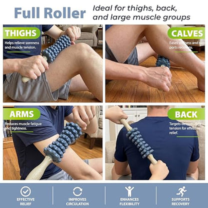 ONIPAX 3-in-1 Muscle Roller Stick - Adjustable Deep Tissue Massage Tool - color: Blue