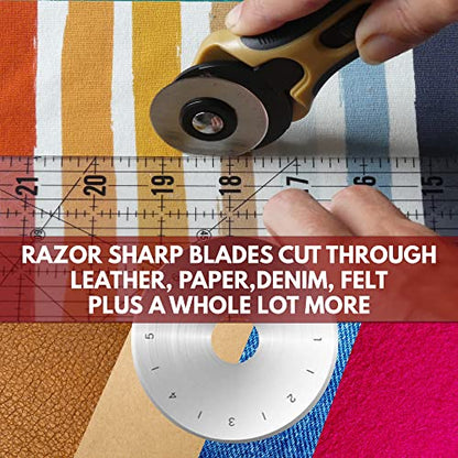 Madam Sew 60mm Rotary Cutter for Fabric | Precision Cloth Cutting Tool with Tungsten Steel Blade and Safety Guard | Fabric Cutter Rotary Tool For Sewing, Arts & Crafts with Comfortable Handle - size: 60mm cutter
