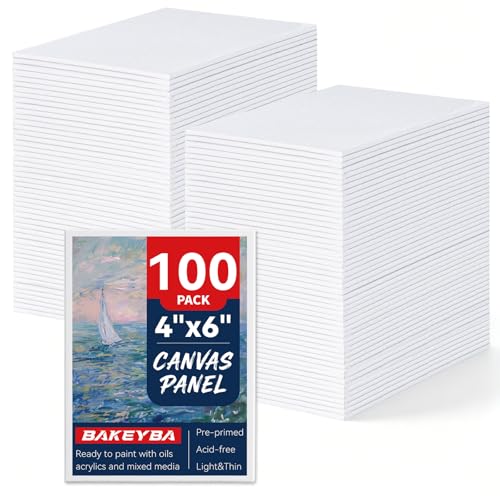 100 Pack 4x6 Inch Mini Painting Canvas Boards for Kids Mini Canvas Panels | White 100% Cotton for Acrylics Oil Watercolor Tempera Paints Art Class Supplies - size: 4"x6"- 100pcs