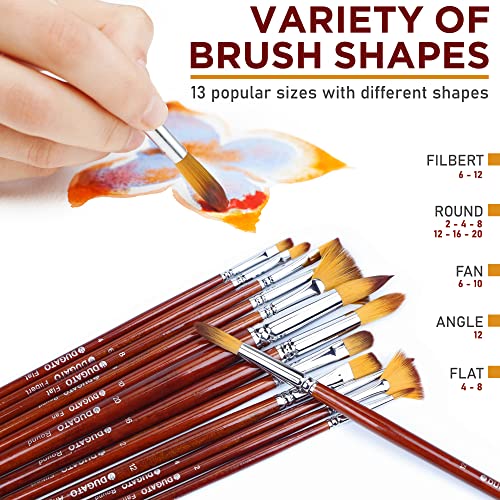 Artist Paint Brush Set, 13-Piece Long Handle Oil Paint Brushes | 13 Brushes for Acrylic Painting, Soft Anti-Shedding Nylon Bristles, Watercolor Brush Set for Body, Face, Rock, Canvas Drawing
