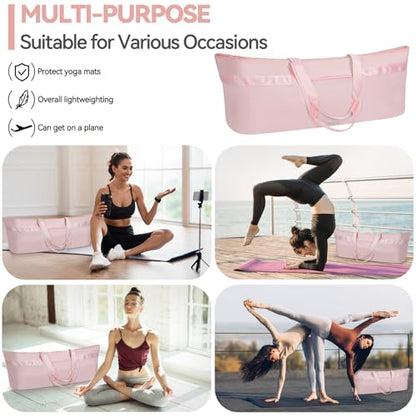 Large Yoga Mat Tote Bag for Women with Holder Strap,Pilates Gym Tote Bag with Shoes Bag & Wet Pocket