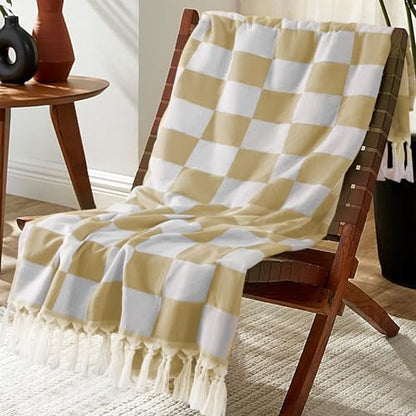 Extra Large Checkered Boho Beige Picnic Mat Throw Blanket Bathroom Quick Dry Essentials Swim Poolside Pool Accessories Swim Must Haves Hot Tub Items Spa Gadgets Adult Women Large Towel Things Stuff - color: Checked Beige, size: Extra Large 50'' x 70''