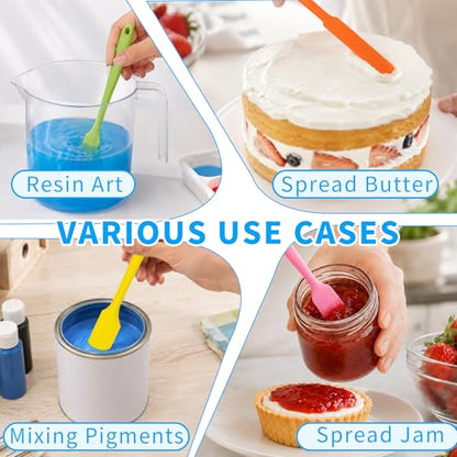 8 PCS Silicone Spatulas Stick, Reusable Epoxy Silicone Stir Sticks | Paint Stir Sticks for Mixing Resin Waxing Liquid Arts Facial Mask DIY (8 Colors)
