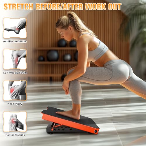 Metal Slant Board Calf Stretcher for Squat, Incline Balance Board - color: Orange