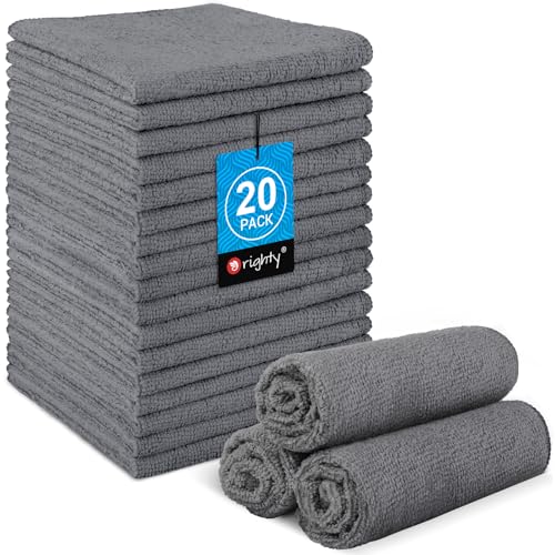 Orighty Wash Cloths, Face Towels 12x12 Inch 20 Pack - color: Grey
