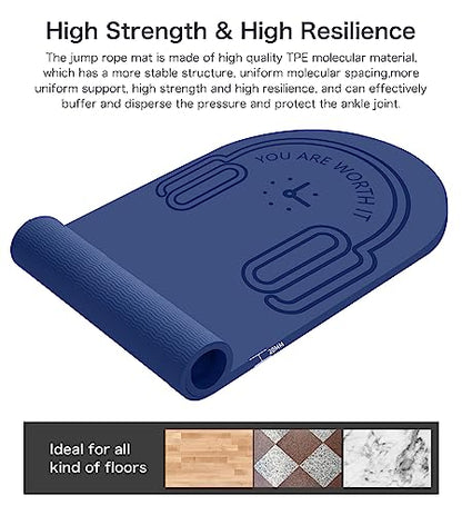 8/20/30mm Jump Rope Mat Fitness Exercise Mat Durable, Non-Slip, Workout Mats with Jump Rope & Carrying Bag for Home Gym Flooring (55"x 24") - color: Blue-20mm