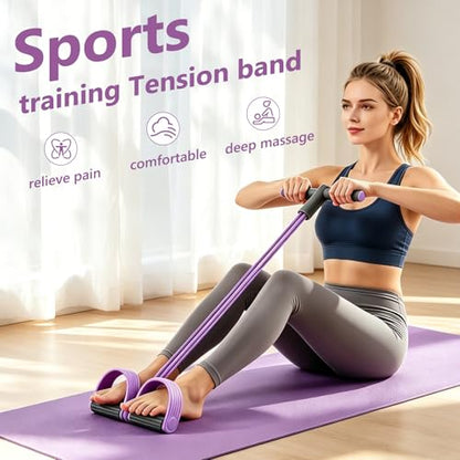 Pedal Resistance Band with Handle,4/6/8 Resistance Levels Elastic Pull Rope, Portable Fitness Bands for Leg Butt Training, Home Gym, Yoga, Pilates - size: 4 Levels（Purple ）