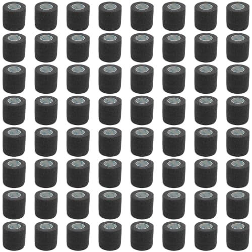 OK TAPE Self Adhesive Bandage Wrap 2 Inch x 5 Yds 64 Rolls - Black | Elastic Cohesive Bandage Wrap Supports Wrists & Ankles Without Clips Ideal for Sports First Aid Vet care - color: Black, size: 2inx5yds