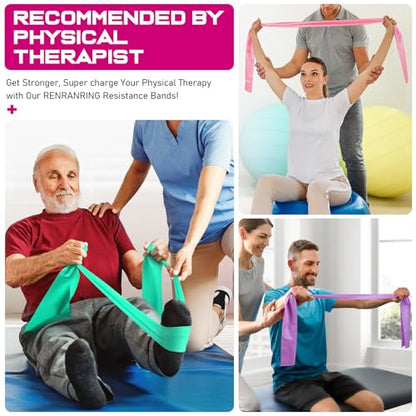 Resistance Bands and Exercise Handles, 4.9ft Exercise Bands for Physical Therapy, Stretch, Recovery, Pilates, Rehab, Strength Training Equipment