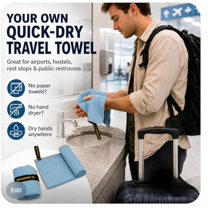 Elite Trail Magic Backpacking Ultralight Quick Dry Microfiber Soft Fast Drying Hand and Face Towel Wash Cloth Camping Yoga Hiking Active Lifestyle Small - color: Blue