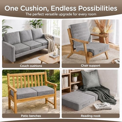 Codi Replacement Couch Cushion, 5" Thick High-Density Foam, 24-Inch Grey - color: Grey, size: 24 Inch (Pack of 1)