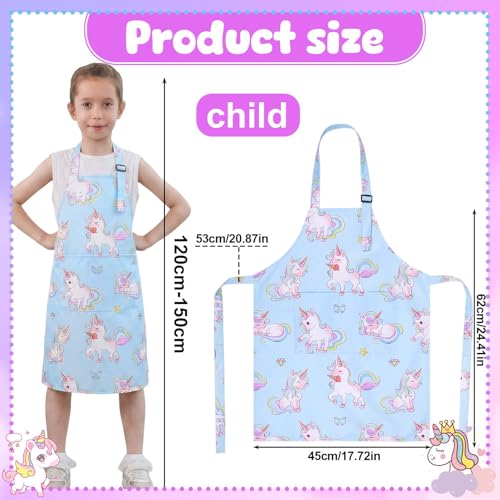 2 Pack Kids Apron, Cute Cooking Aprons, Waterproof Art Apron with Pockets, Toddler Painting Artist Apron Adjustable - color: Cute Unicorn, size: 45*62cm