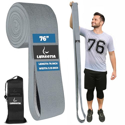 Premium 76" Extra Long Resistance Band for Working Out, 3" Wide Non-Slip Fabric Exercise Band for Stretching, Yoga, Strength Training & Physical Therapy (Gray)