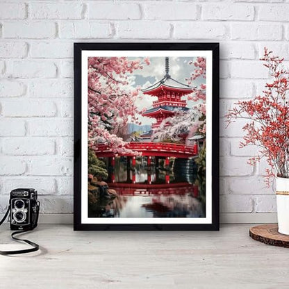 KTHOFCY 5D DIY Diamond Painting Kits for Adults, Cherry Blossoms Flower Full Drill Embroidery Cross Stitch Crystal Rhinestone Paintings Pictures Arts Wall Decor Painting Dots Kits 11.8X15.7 inch