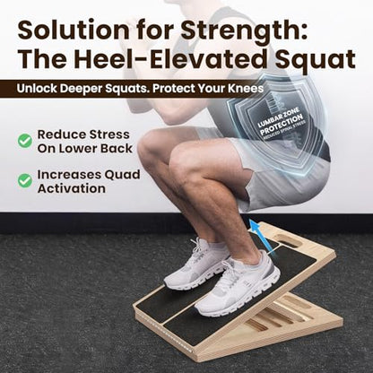 Adjustable Wooden Slant Board, Portable Incline Board for Calf Stretching, Squats, Pilates & PT, Heel, Ankle, Knee, Foot, Leg Relief