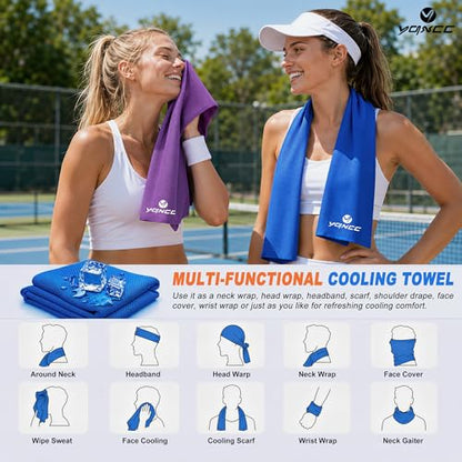 YQXCC 4 Pack Cooling Towels, 40"x12", Ice Cool Towels for Neck & Face | Soft Breathable Microfiber, Instant Cooling Neck Wraps for Yoga, Golf, Gym, Running, Hiking, Camping & Hot Weather Activities - color: 2 Purple, 2 Dark Gray