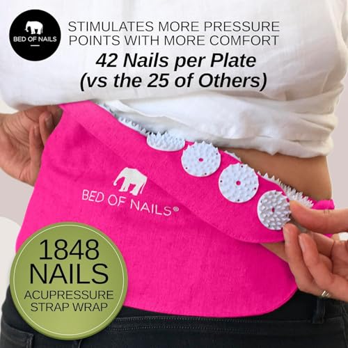Bed of Nails Strap Original Bon Acupressure Design with 1848 Precision Nails, 15 x 8, Pink - color: Pink - Strap