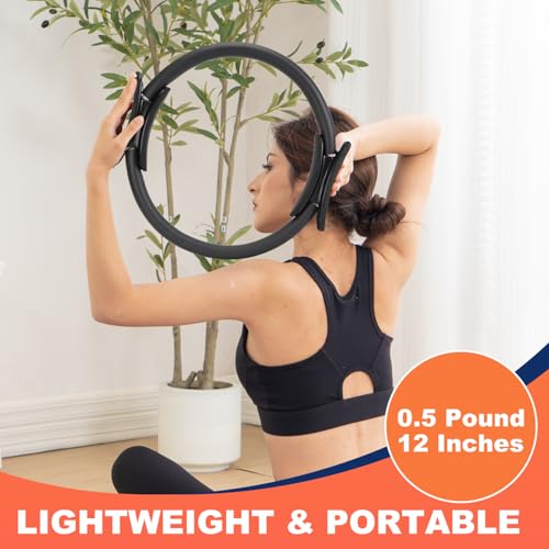 Tsikavo Pilates Ring, Pilates Ring Circle and Ball Set, 12 Inch Magic Circle Pilates Ring,9 Inch Small Exercise Ball,Resistance Bands Set, Home Pilates Equipment for Women - color: Black