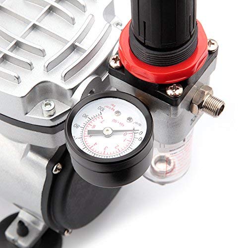 TIMBERTECH Airbrush Compressor AS18-2, Basic Mini Compressor, 4 Bar/Auto Stop for Hobby Paint Body Tattoo Cake Decoration Model Painting Automotive Graphic Make-up
