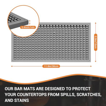 ZJWZLG Bar Mat 5.9"x11.8"(2Pcs) Non-Slip Rubber Bar Mat, Spill Proof & Flat Design,Easy to Clean Textured Surface for Home Bar,Coffee Station, Bartending - Protects Countertops & Glassware(Gray). - color: Gray, size: 6" x 12"