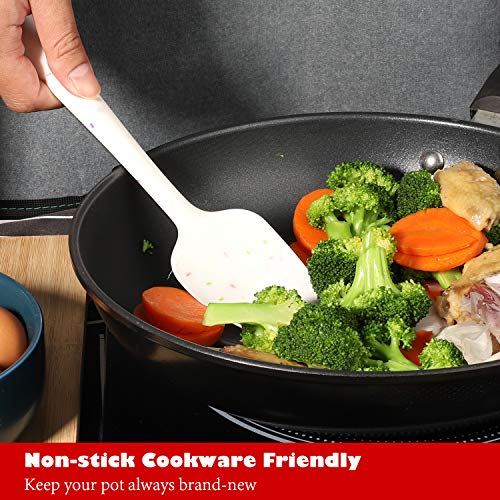 Heat Resistant Silicone Spatulas Set 6pcs, Seamless Design Non-Stick Mixing Spatulas with Stainless Steel Core, Premium BPA-Free Rubber Spatula Baking Cooking Utensile for Home Kitchen BBQ (white) - color: White