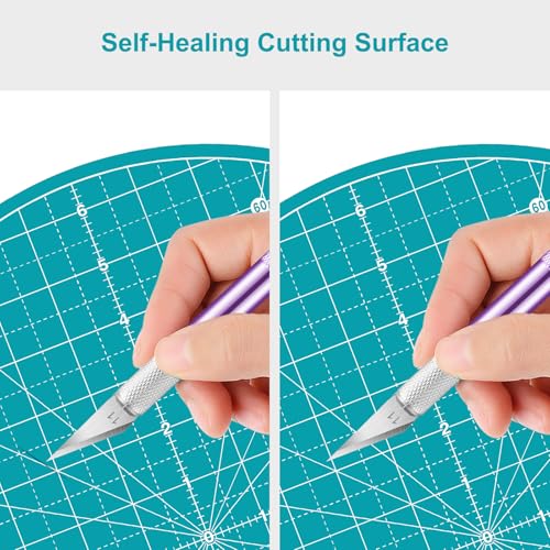 Headley Tools 13"x13" Round Rotating Cutting Mat, Self Healing Mat with 360-Degree Rotation & Anti-Slip Base, Sewing Board Cutting Mat Perfect for Fabric Quilting Leather Hobby Project, Turquoise - color: Turquoise, size: 13"L x 13"W