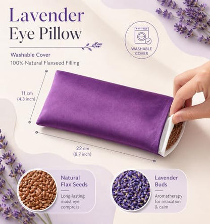 Lavender Eye Pillow for Relaxation, Yoga, Sleeping, Weighted Eye Mask Heated for Headache, Sinus, Dry Eye Relief, Moist Heat Eyes Compress, Meditation Accessories with Aromatherapy, Pack of 6