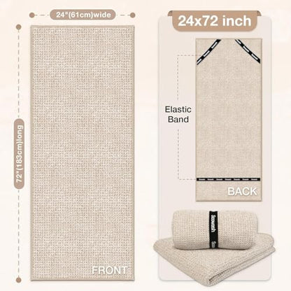 Hot Yoga Mat Towel, Non-Slip Microfiber 24x72in - color: Dark Beige, size: 24 inch X 72 inch