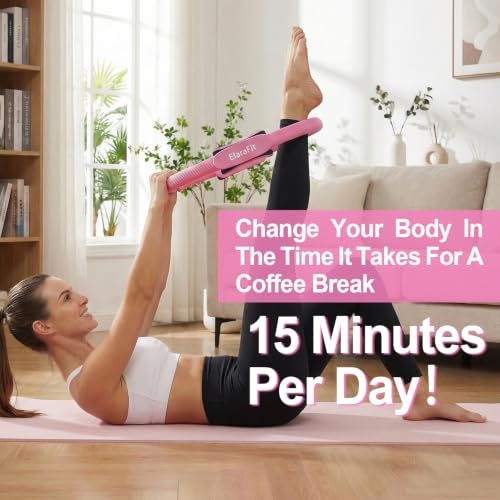 Home Pilates Ring and Ball Set for Women with 5 Resistance Bands 13 inch Magic Circle Workout Starter Kit for Beginners Full Body Toning 15 Min Daily Routine - color: All Pink