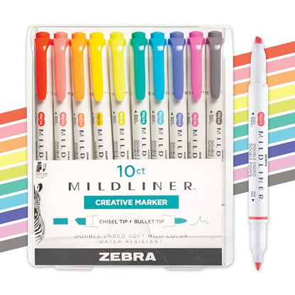 Zebra Pen MILDLINER Highlighter, Refresh and Friendly, Dual Tip, 10-Pack - color: Friendly B