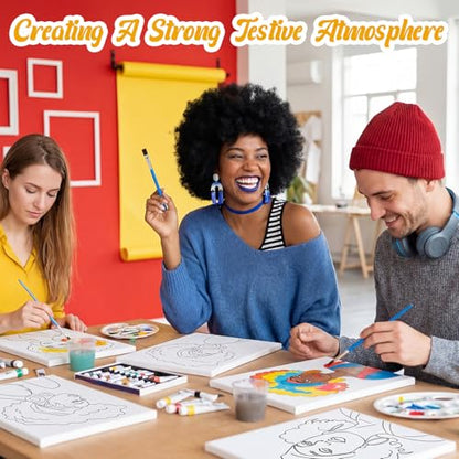 Sherr 285 Pcs 30 Sets Sip and Paint Kit for Adults,Fashion | Pre Drawn Canvas to Paint for Adults, Acrylic Paints, Brushes, Easels, Date Night, Birthday Party Gifts - style: Fashion