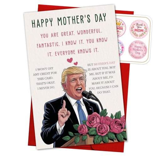 Happy Mothers Day Card Funny You Are Great Mom Gift for Mother Her New Mom Bonus Mom Stepmom Wife Sister Cards Gifts from Daughter Son Women Beauty Mother’s Day Greeting Card Envelope 5.3'' x 8" - color: A105