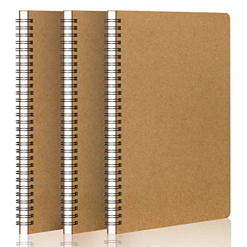 EUSOAR Graph Paper Notebook, B5 3Pack 7.3"x10.2" 120 Pages Hardcover Spiral Notebook Journals, Wirebound Journal Sketch Notebook for Math and Science Students Engineering Artist Drawing - color: Kraft, size: B5
