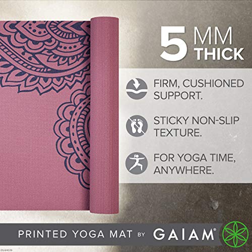Gaiam Yoga Mat - Premium 5mm Print Thick Non Slip Exercise & Fitness Mat for All Types of Yoga, Pilates & Floor Workouts (68" x 24" x 5mm) | Printed Design | Sticky Non-Slip Surface | 5mm Cushioning | Yoga, Pilates & Floor Workouts | 68"x24" - color: Pais