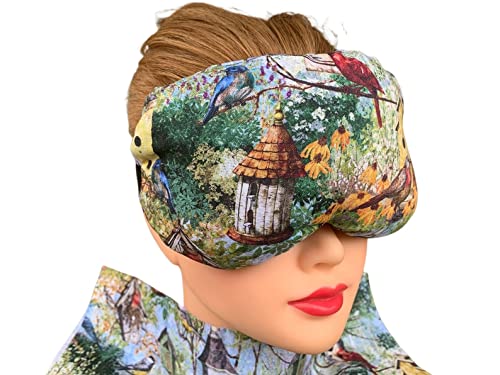 Eye Mask Lavender Eucalyptus, Sinus, Herbal Pack, Hot Cold Pack, Heat Wrap,Organic, Flax Seed, Microwave Therapy, Sleep Mask, Yoga Meditation Eye Pillow, Bird House