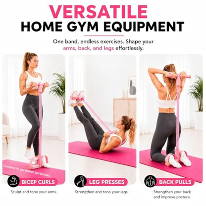 8-Tube Pedal Resistance Band, Sit Up Pull Rope for Home - color: Pink