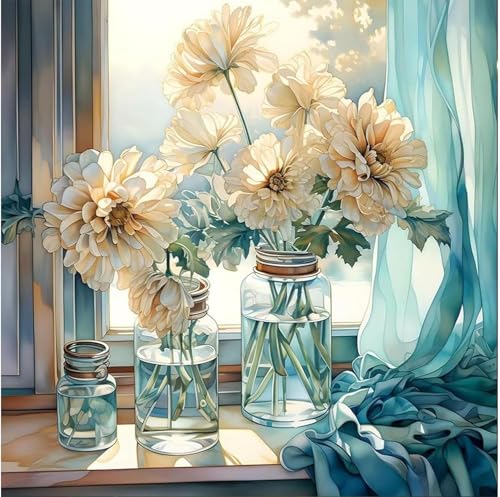 AALBLAC Paint by Numbers Kit for Adults, Flowers Paint by Numbers on Canvas for Beginners, Acrylic Easy Painting Number Kits for Gift Decor - 16x16 Inch - color: Flowers-40X40