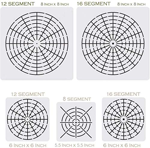 5 Pcs Plastic Mandala Stencils for Painting, Mandala Dotting Tool 8/12/ 16 Segment Creative Mandalass Wall Stencil, Laser Cut Painting Template for Floor Wall Tile Fabric Furniture Stencils Painting