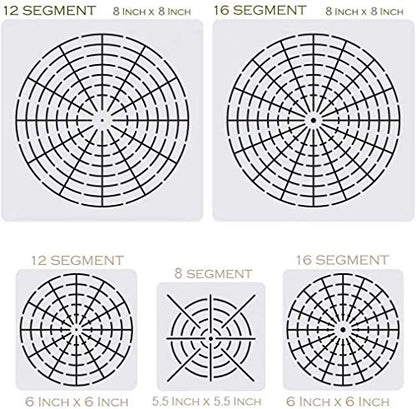 5 Pcs Plastic Mandala Stencils for Painting, Mandala Dotting Tool 8/12/ 16 Segment Creative Mandalass Wall Stencil, Laser Cut Painting Template for Floor Wall Tile Fabric Furniture Stencils Painting