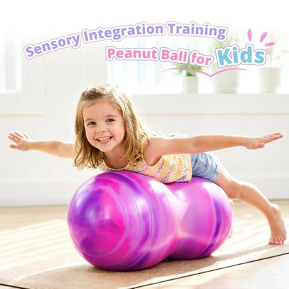 18''/20'' Peanut Ball for Kids & Adults, Anti-Burst Exercise Ball - color: Purple-pink, size: 18''(45cm*90cm)