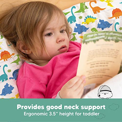 Toddler Pillow with Pillowcase, 13x18 My Little Dreamy Pillow (Happy Dino) - color: Happy Dino