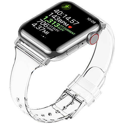 baozai Compatible with Apple Watch Band for Women, Slim Shiny Clear Glitter Soft Wristband for Apple iWatch Series 1-11, SE, 42mm 41mm 40mm 38mm, Clear - color: Clear, size: 42mm(Series 11/10)/41mm/40mm/38mm