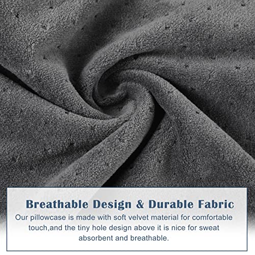 Remerry 2 Pcs 16 x 6 Inches Velvet Neck Roll Pillow Cover with Zipper, Soft Bolster Pillowcases for Cylindrical Pillow (Cover Only, Bolster Not Included)(Ash Black) - color: Ash Black, size: 16 x 6 Inches