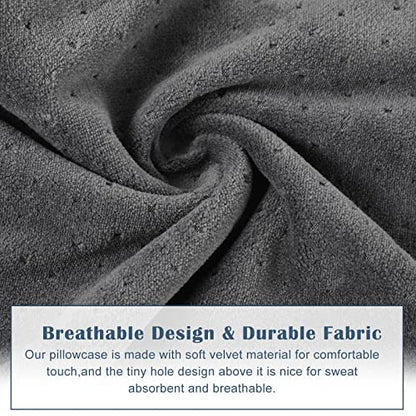Remerry 2 Pcs 16 x 6 Inches Velvet Neck Roll Pillow Cover with Zipper, Soft Bolster Pillowcases for Cylindrical Pillow (Cover Only, Bolster Not Included)(Ash Black) - color: Ash Black, size: 16 x 6 Inches